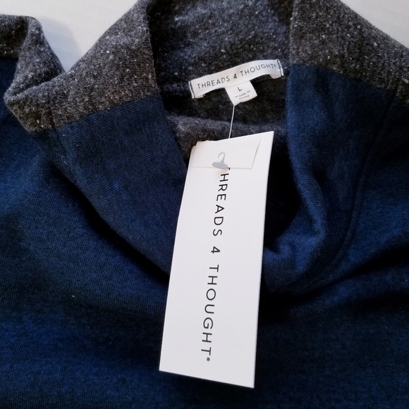 NEW Threads for Thought | Fleece Contrast Mock Neck Sweater‎ L - Picture 7 of 13